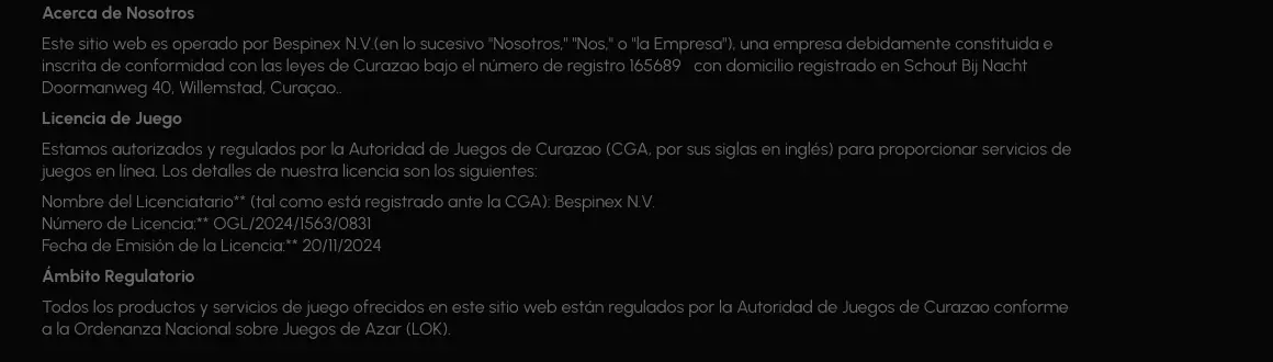 Apartado del contrato con el nombre de la sociedad, el número de registro y los datos de la licencia